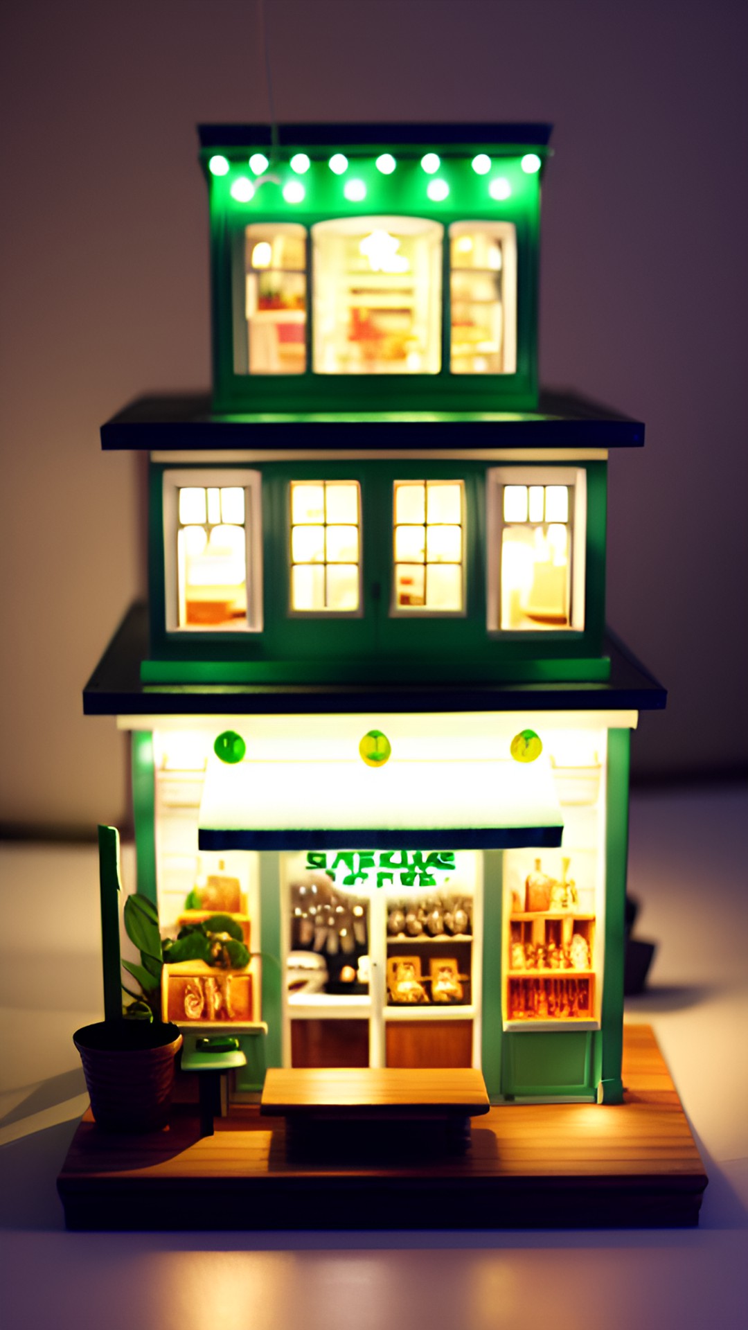 starbucks theme dollhouse whit mini ligths preview