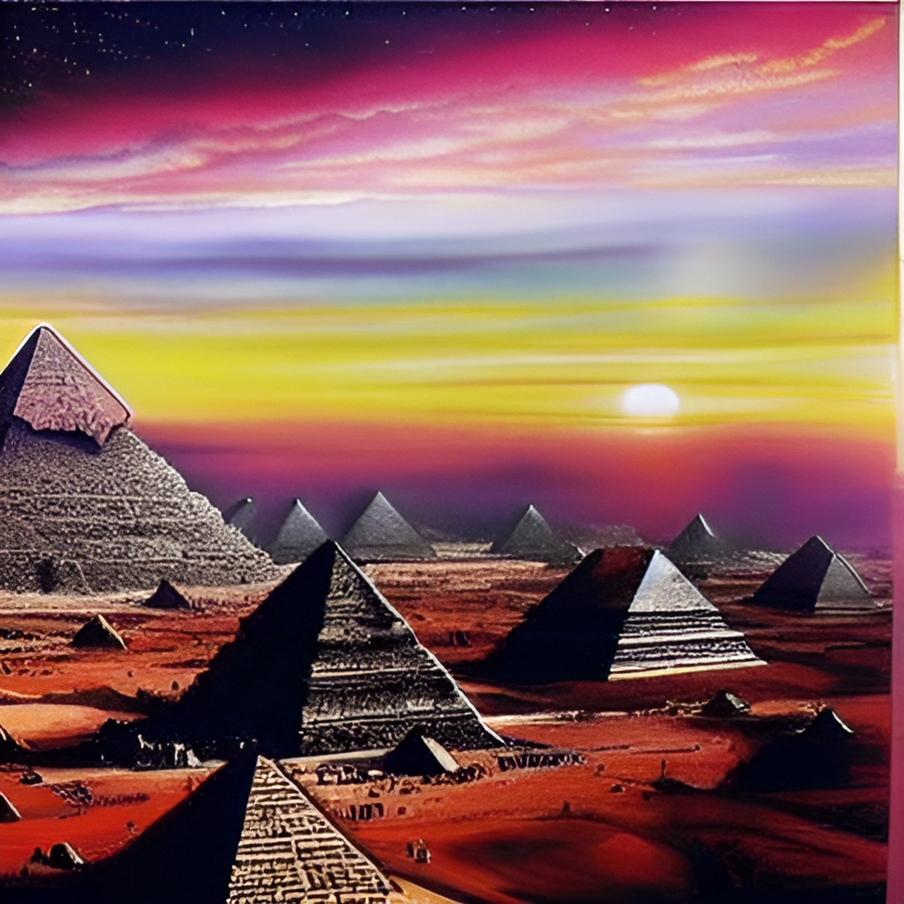 pyramids with pink and white sky preview