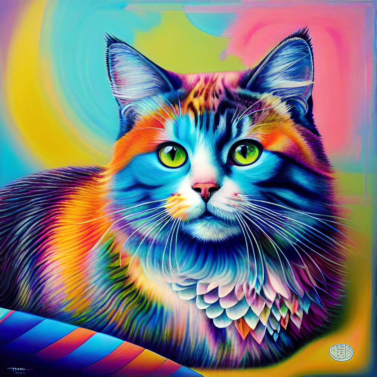 colorful fluffy cat preview