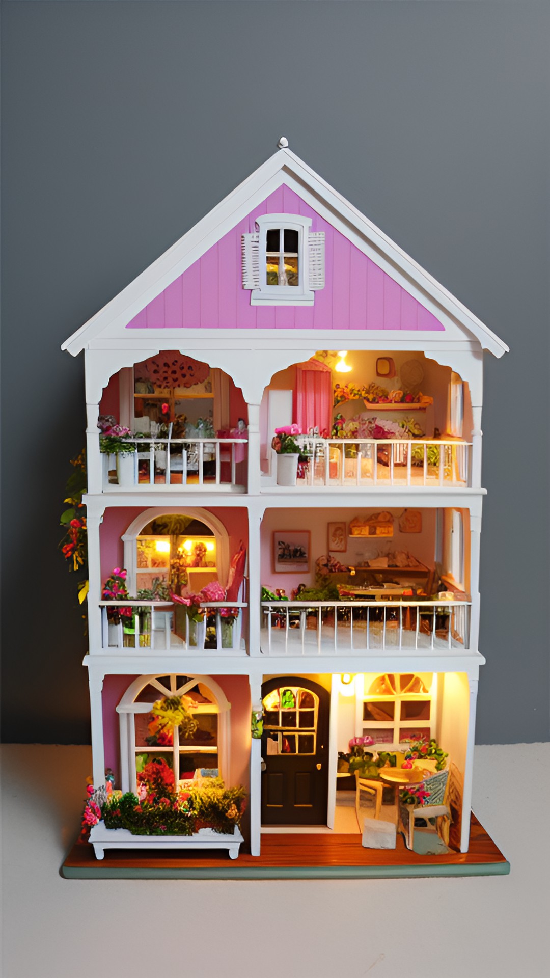 florist's theme dollhouse whit mini lights preview