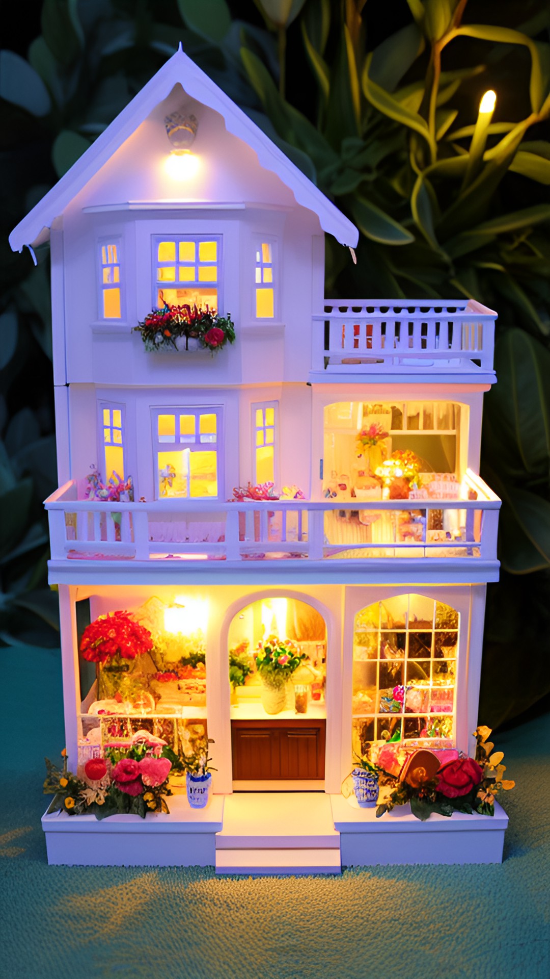 florist's theme dollhouse whit mini lights preview