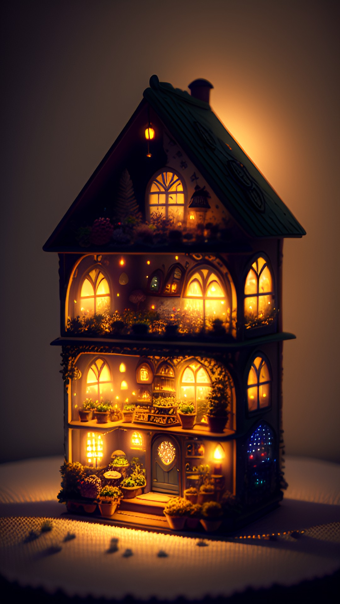 florist's theme dollhouse whit mini lights preview