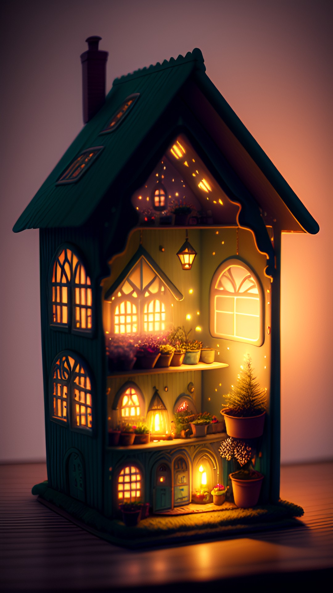 florist's theme dollhouse whit mini lights preview