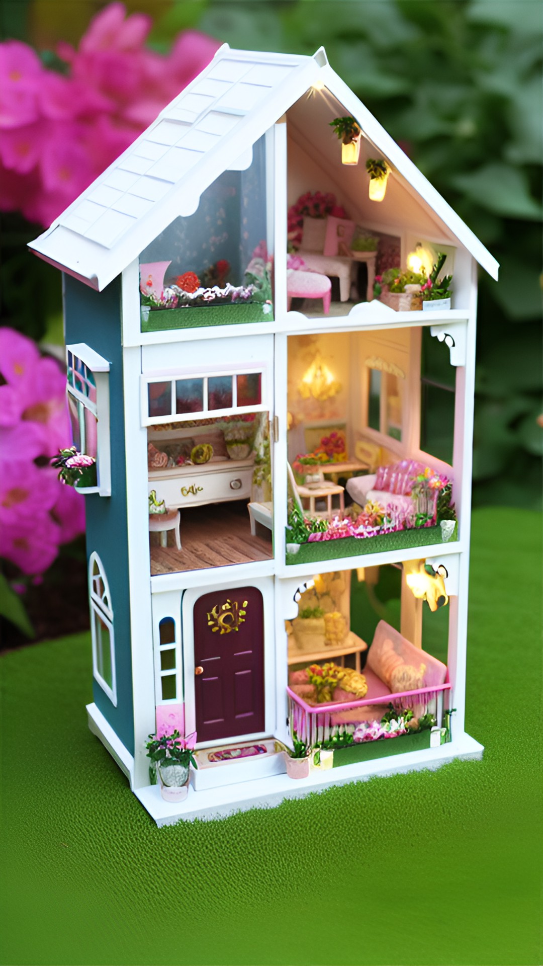 florist's theme dollhouse whit mini lights preview