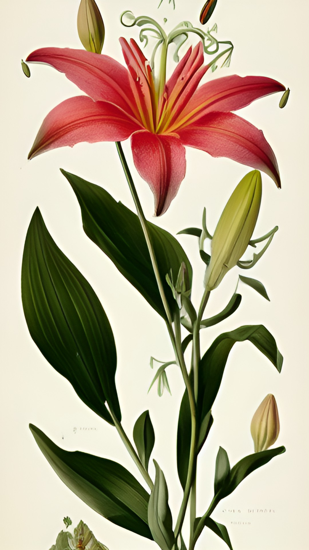 a vintage botanical lily illustration on white aged paper, high resolution, in the style of georg dionysius ehret preview