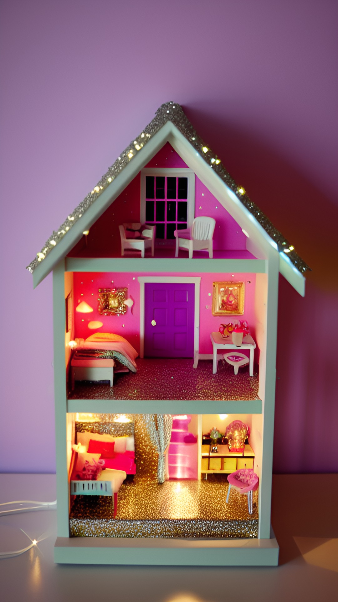 glitter theme dollhouse whit mini ligths preview