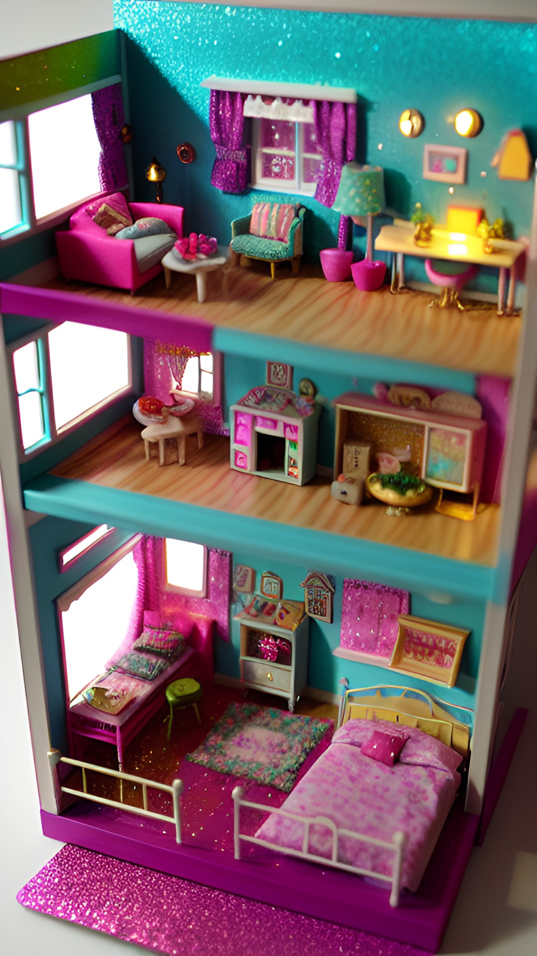 glitter theme dollhouse interior preview