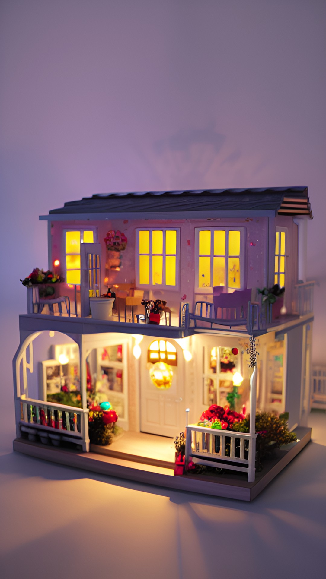 outer flowers theme dollhouse whith small lights preview