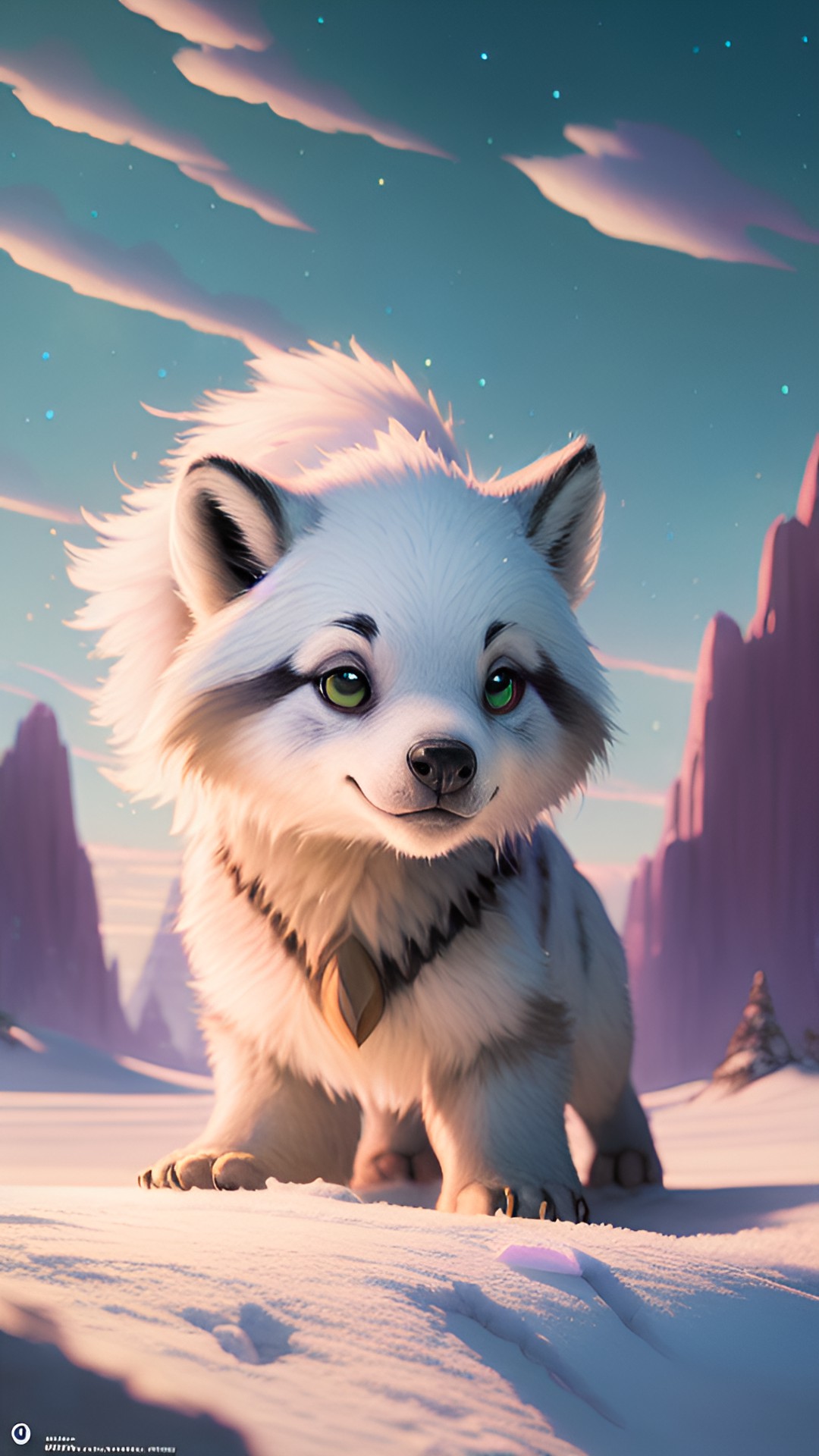 native america little foot near her wolf pastel colors, snow galaxy preview