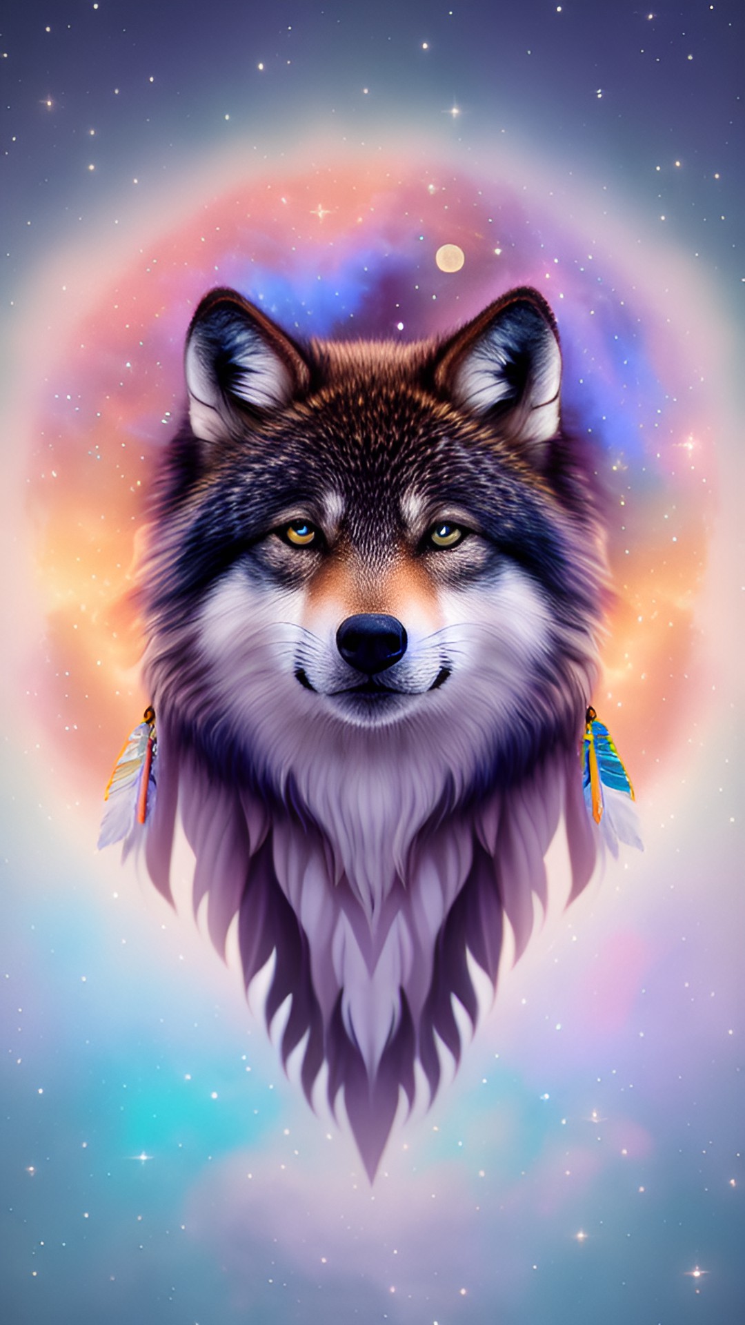 native america little foot near her wolf pastel colors, snow galaxy preview