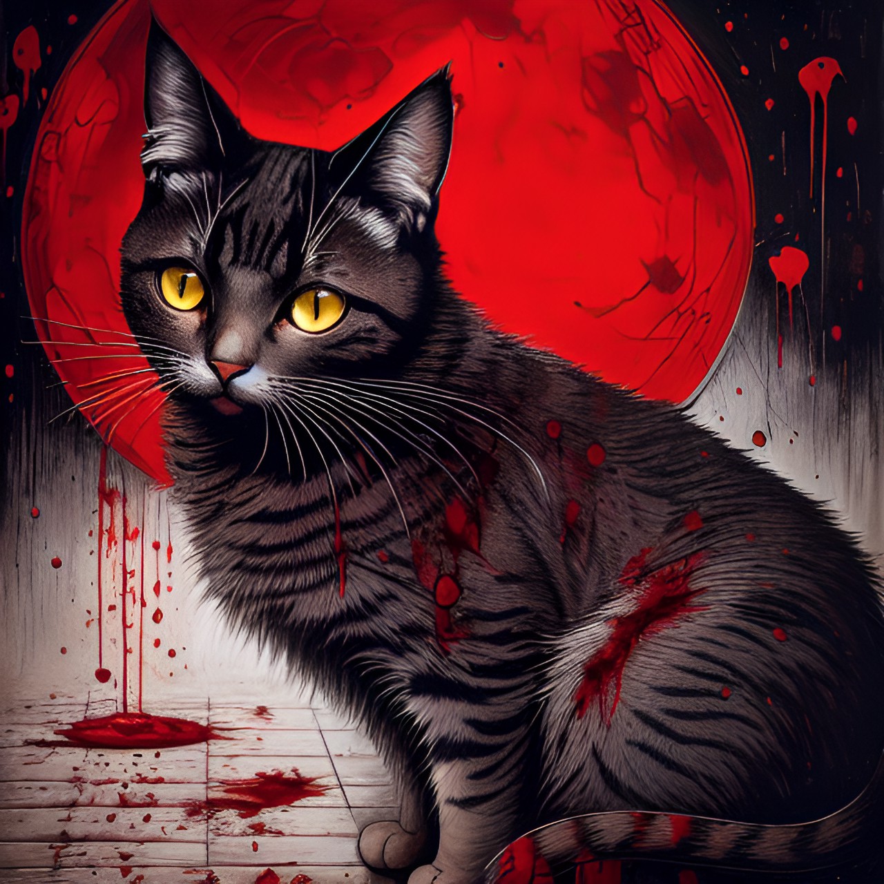 Scary Cat - a cat covered in blood. preview