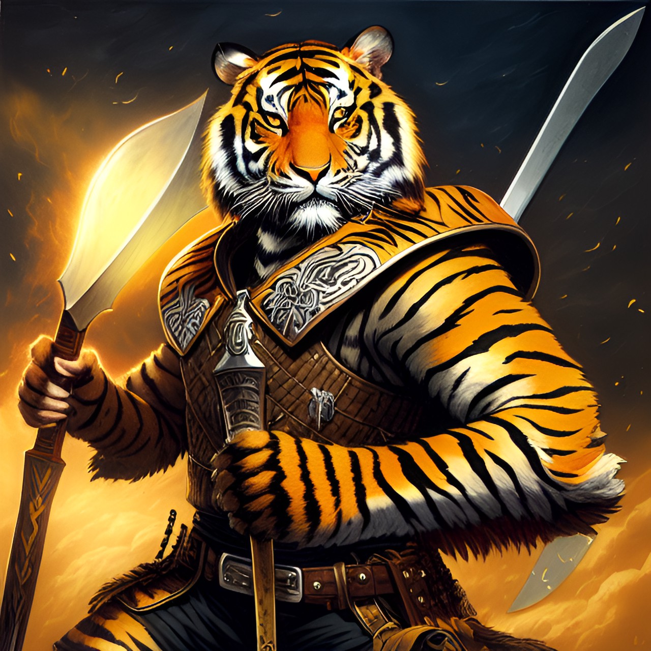 Tiger Warrior - a humanoid warrior tiger holding a battle axe preview