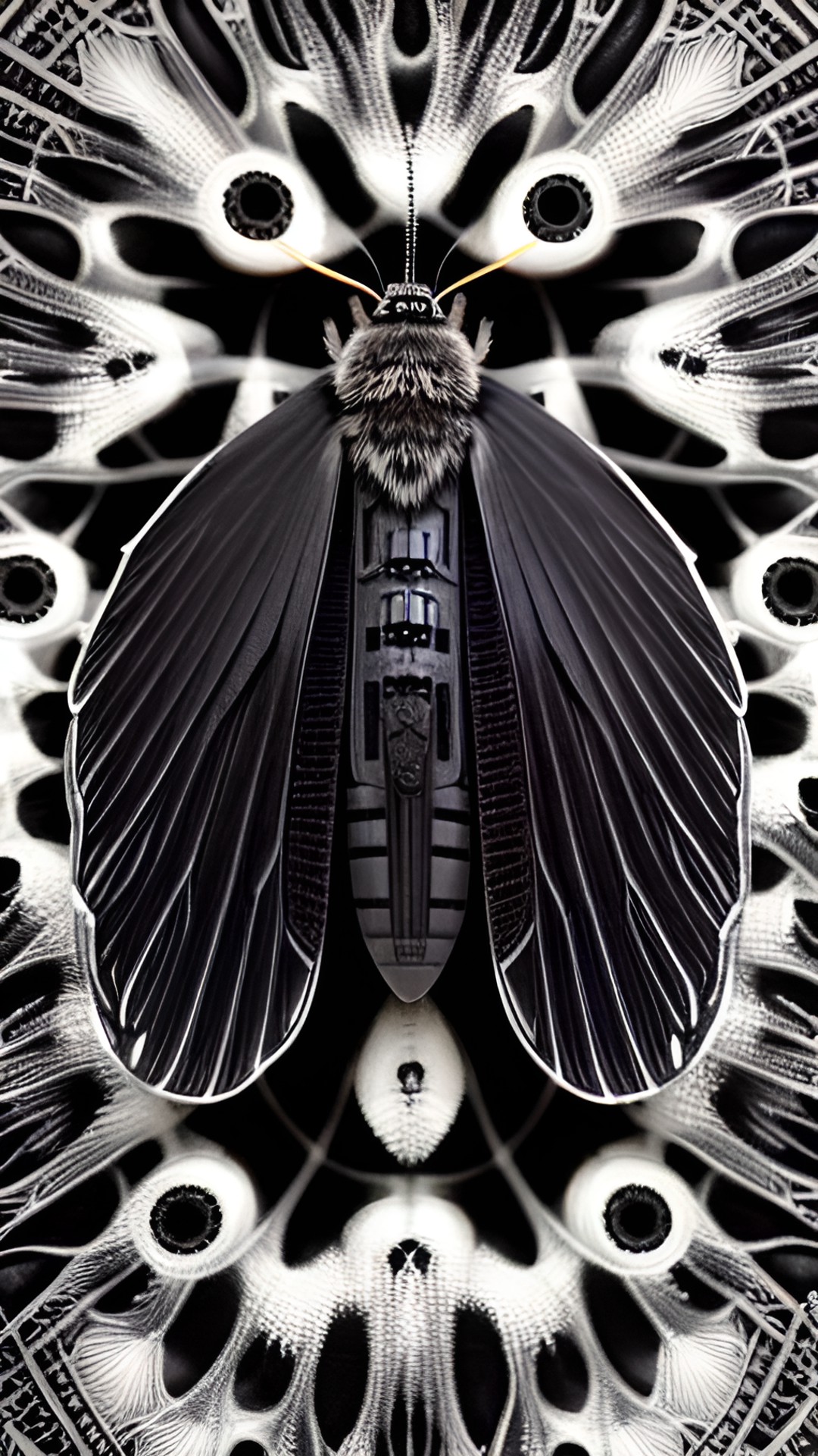 Moth 01 - h.r. giger style moth +white +4k uhd +detailed +black background preview