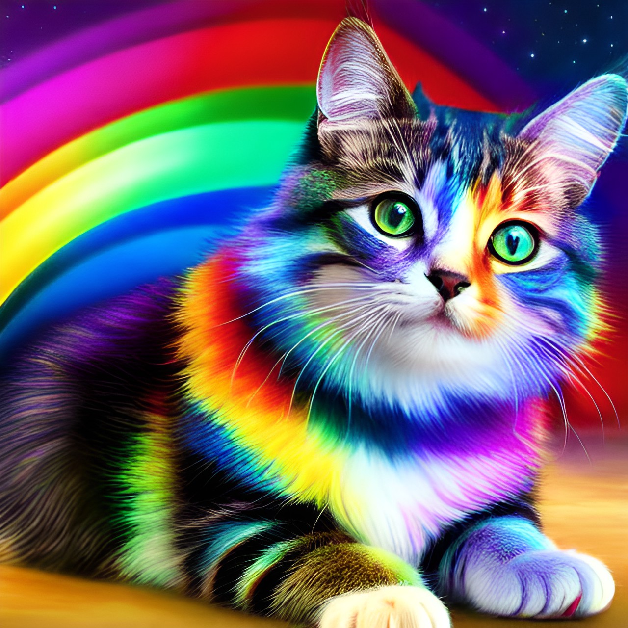 rainbow magical cat preview