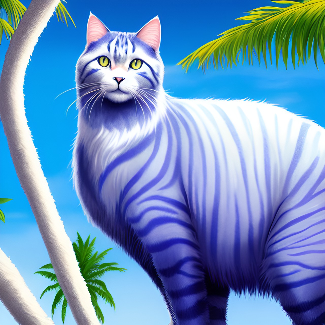 too tall cats with back hair on little magical outside the just met in a tropical place on realistic them that are two colors preview