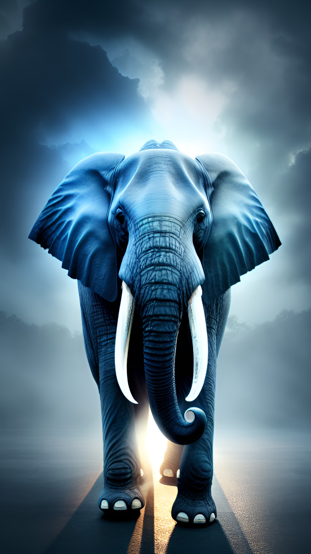 a mystical elephant with ice blue eyes preview