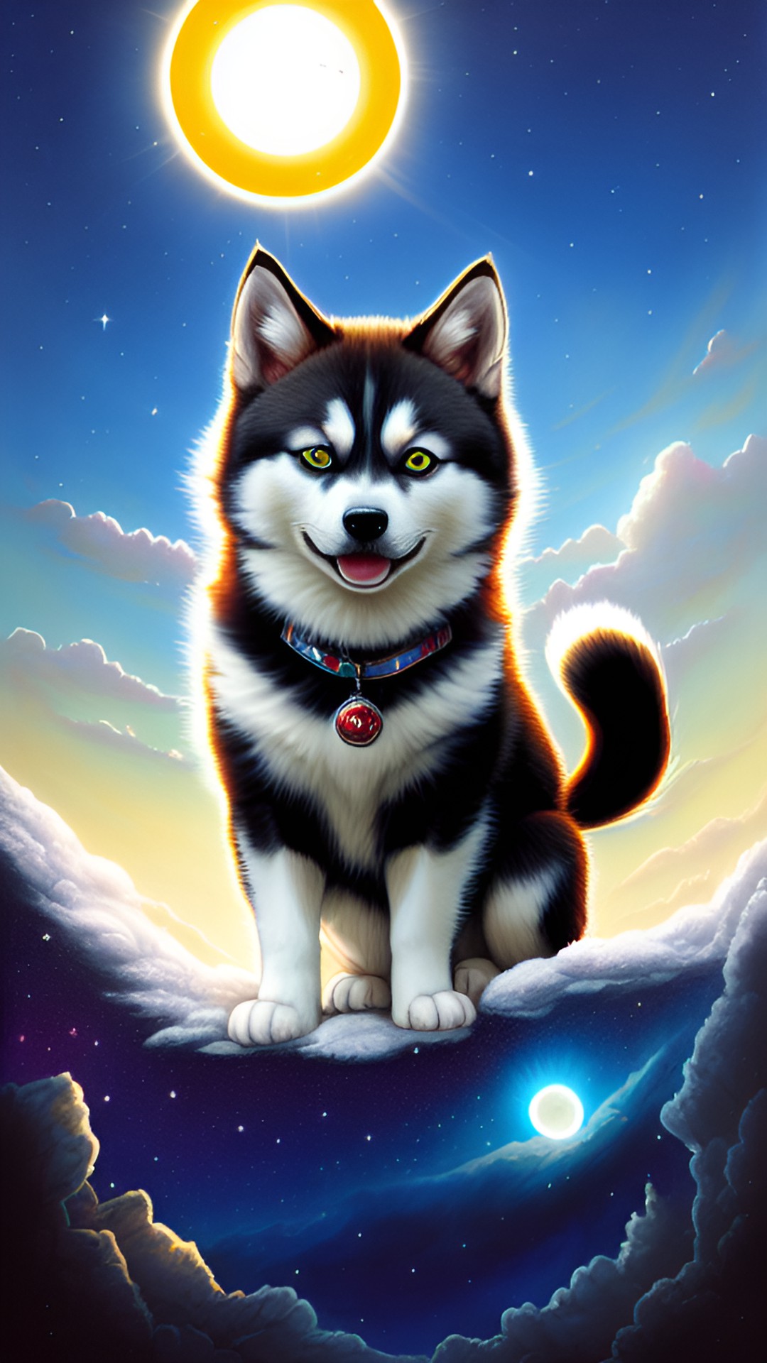 Husky Sky - kitten, husky, huckleberries, salmon, stars, fun, sunshine, sola4 eclipse preview