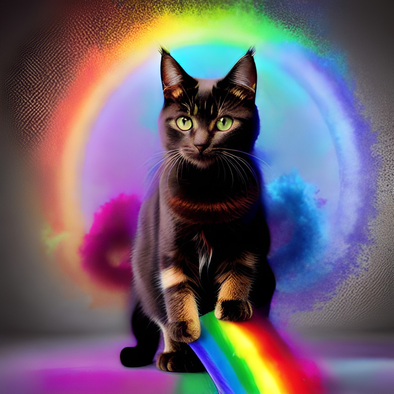 a cat with rainbow magical powers preview