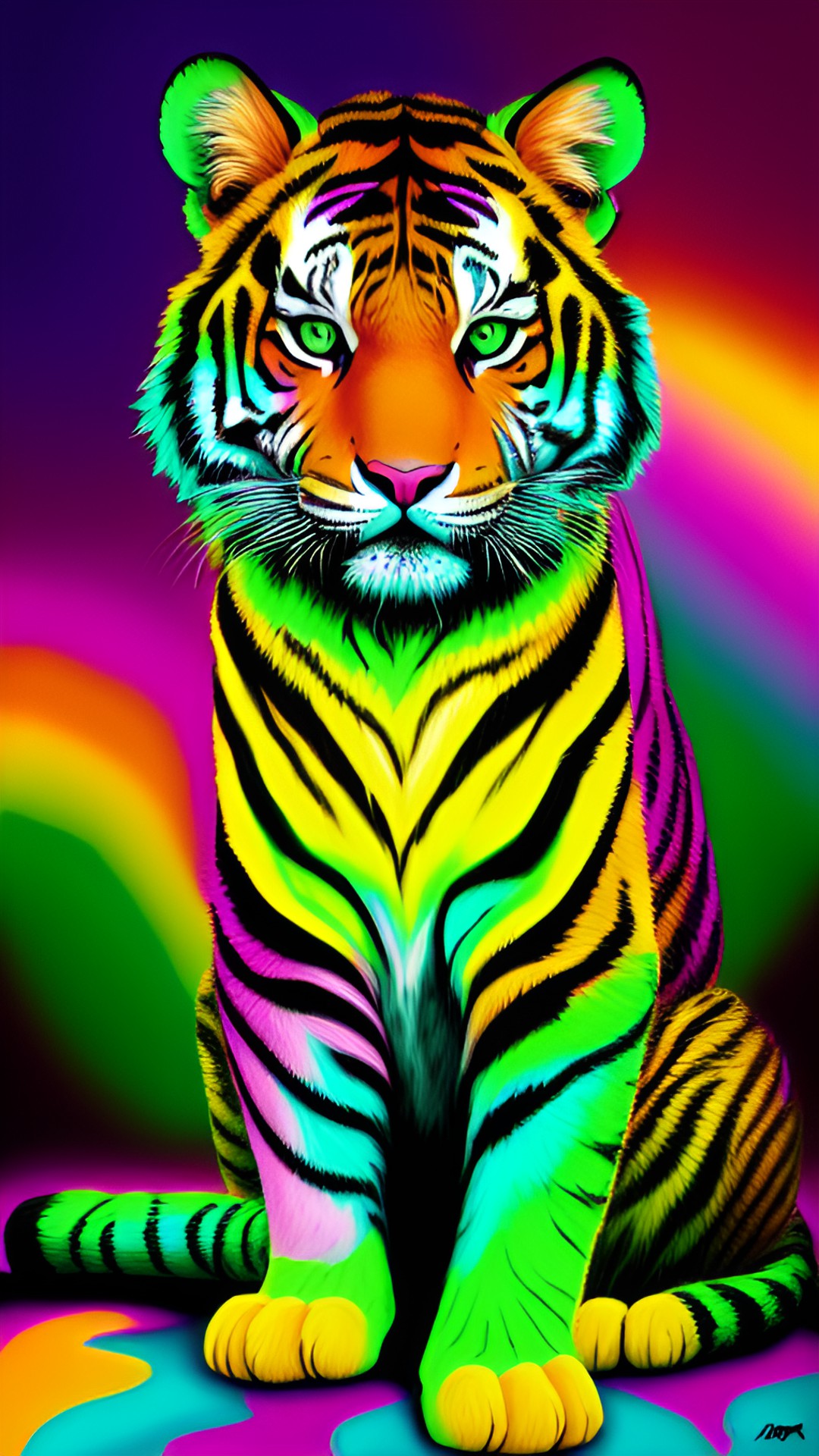 Dream - lisa frank style, neon colors, tiger, jungle, kitten, frog preview