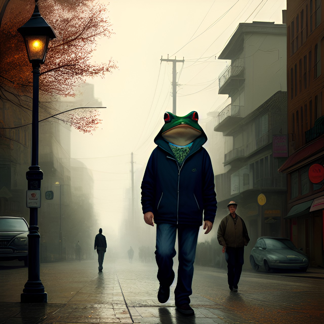 joe normal, walkin’ down the street.  he’s a frog. preview