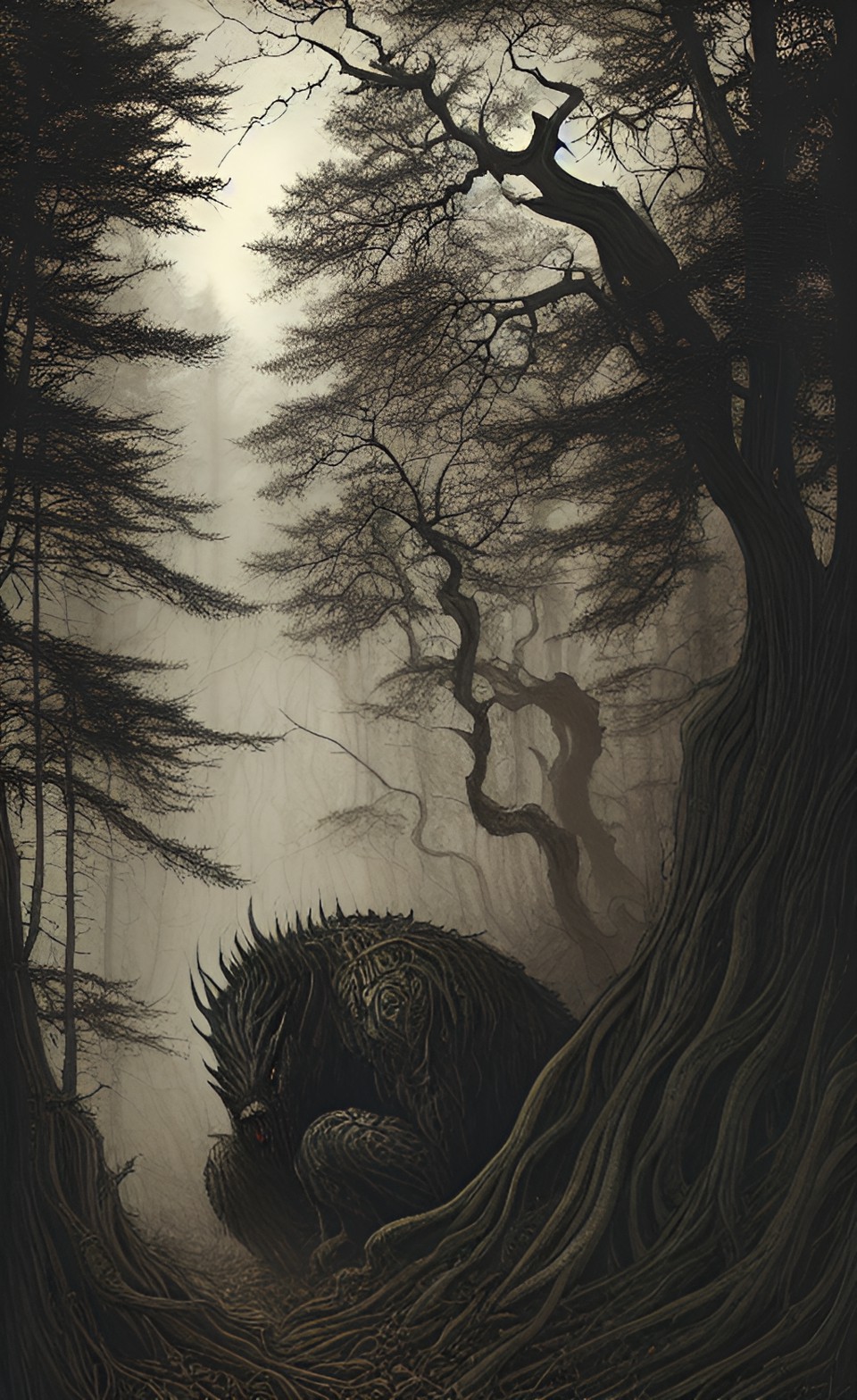 In the Wood - monster in the wood, realistic, sharp, high detail. preview