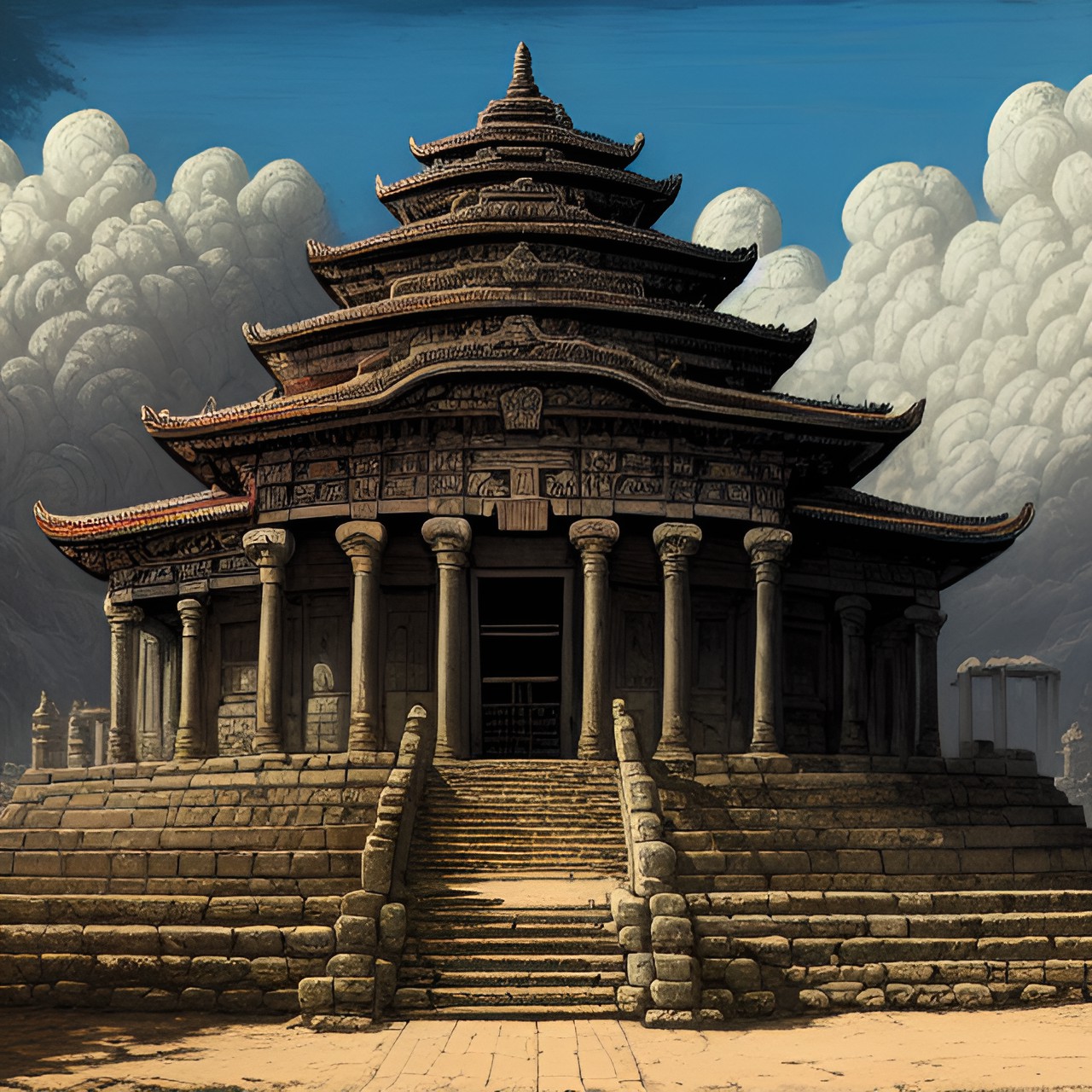 ancient temple on a tropical beach preview