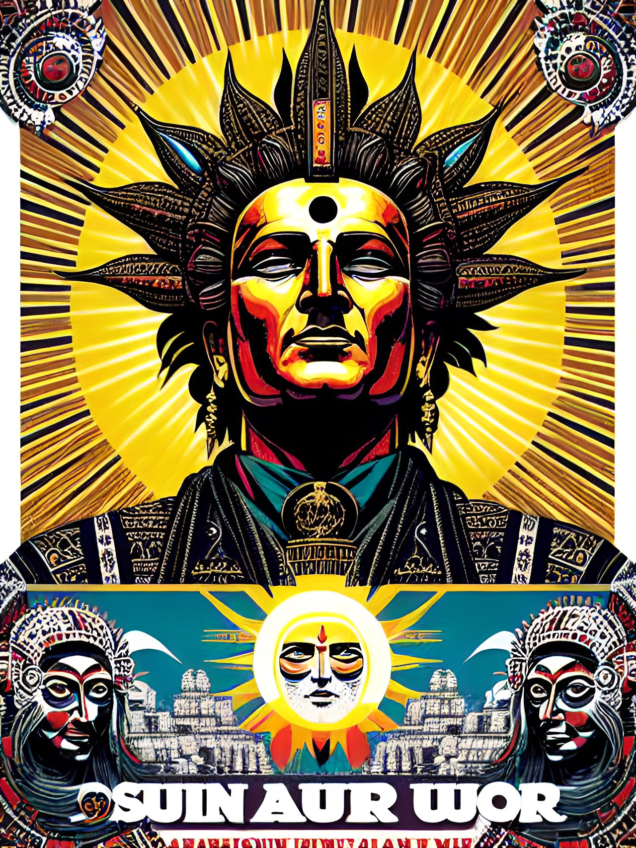 Might actually win - the terrifying sun god running for us president in 2024 on the ancient gods party ticket. campaign poster. preview