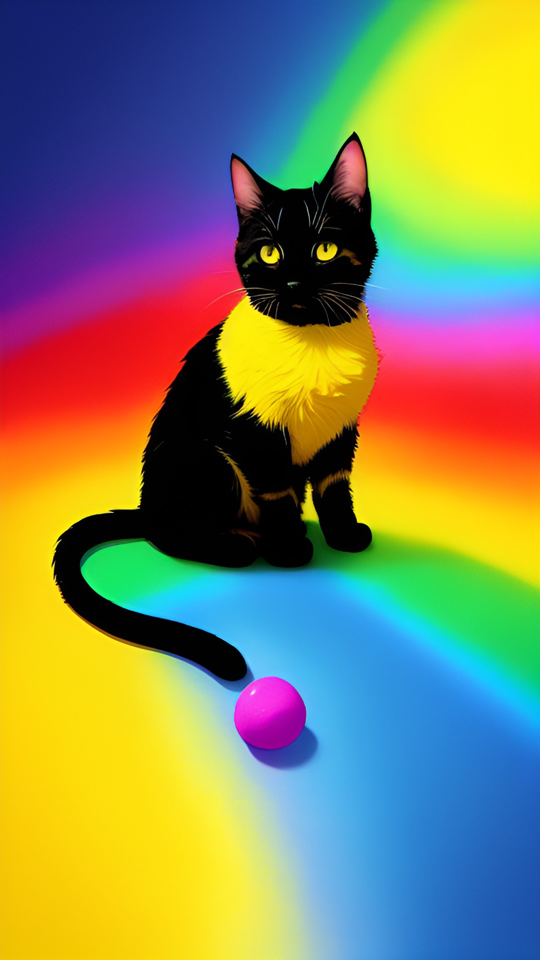 a rainbow kitten that's mostly yellow but there's our colors and it is scared cuz there's a play-doh a predator by it but preview