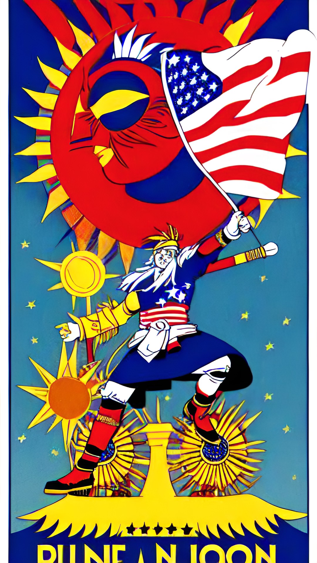 patriotic sun god running for us president on the ancient gods party ticket. campaign poster. preview