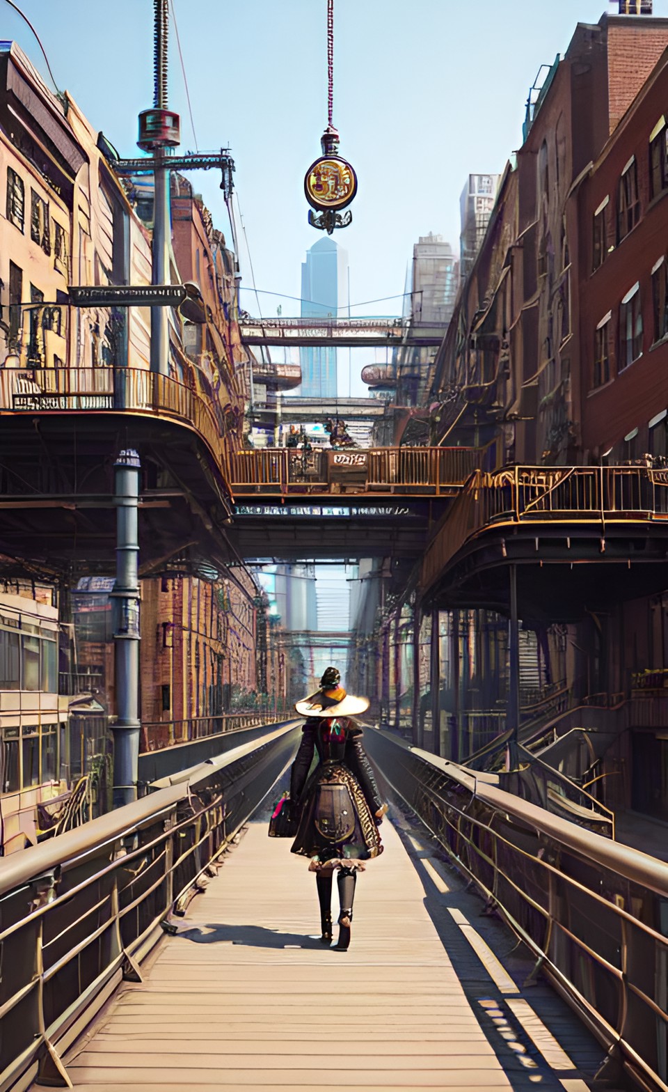 woman walking elevated track brooklyn preview