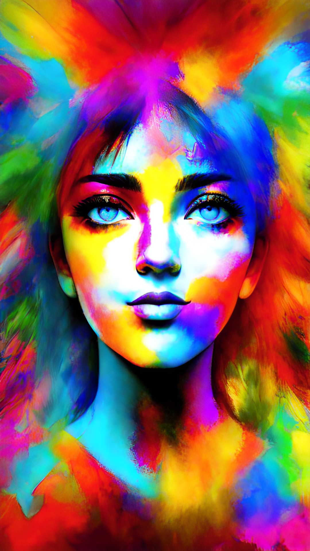 face in a deep abstract reality with bright and deep wonderful colours preview