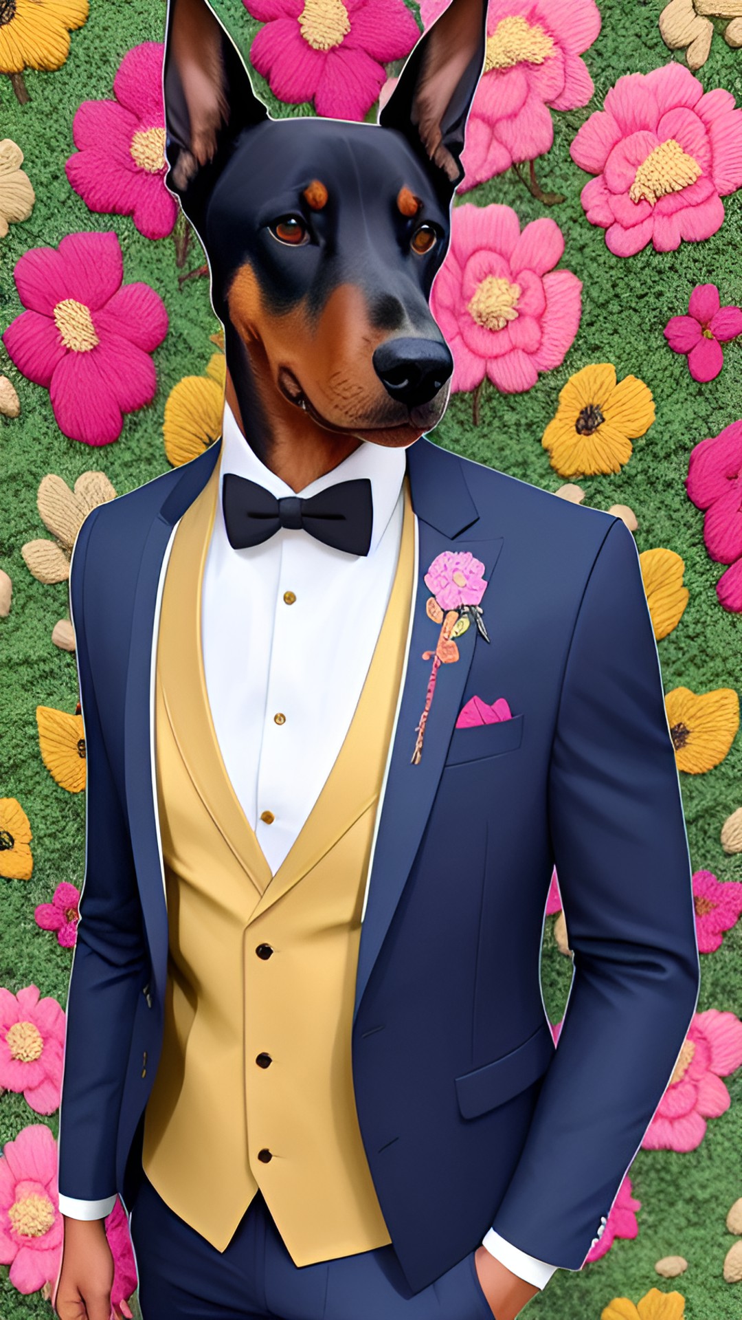 doberman with flowers embroidered suit preview