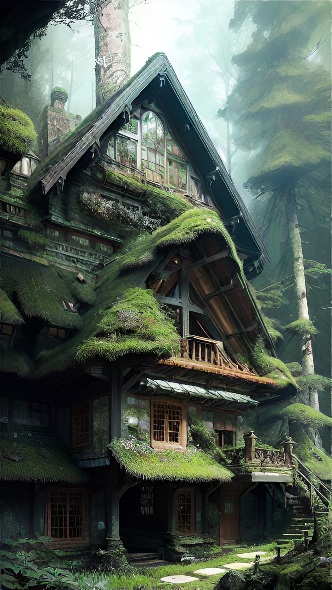 1 triangle house in the forest built into a hill covered in moss preview