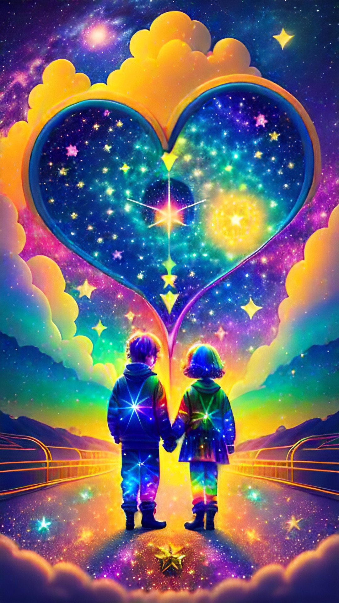 freedom holding hands in sweden festivals psytrance majolica kintsugi paradise futuristic city rainbow cosmos stars 3d sparkling spaceship preview