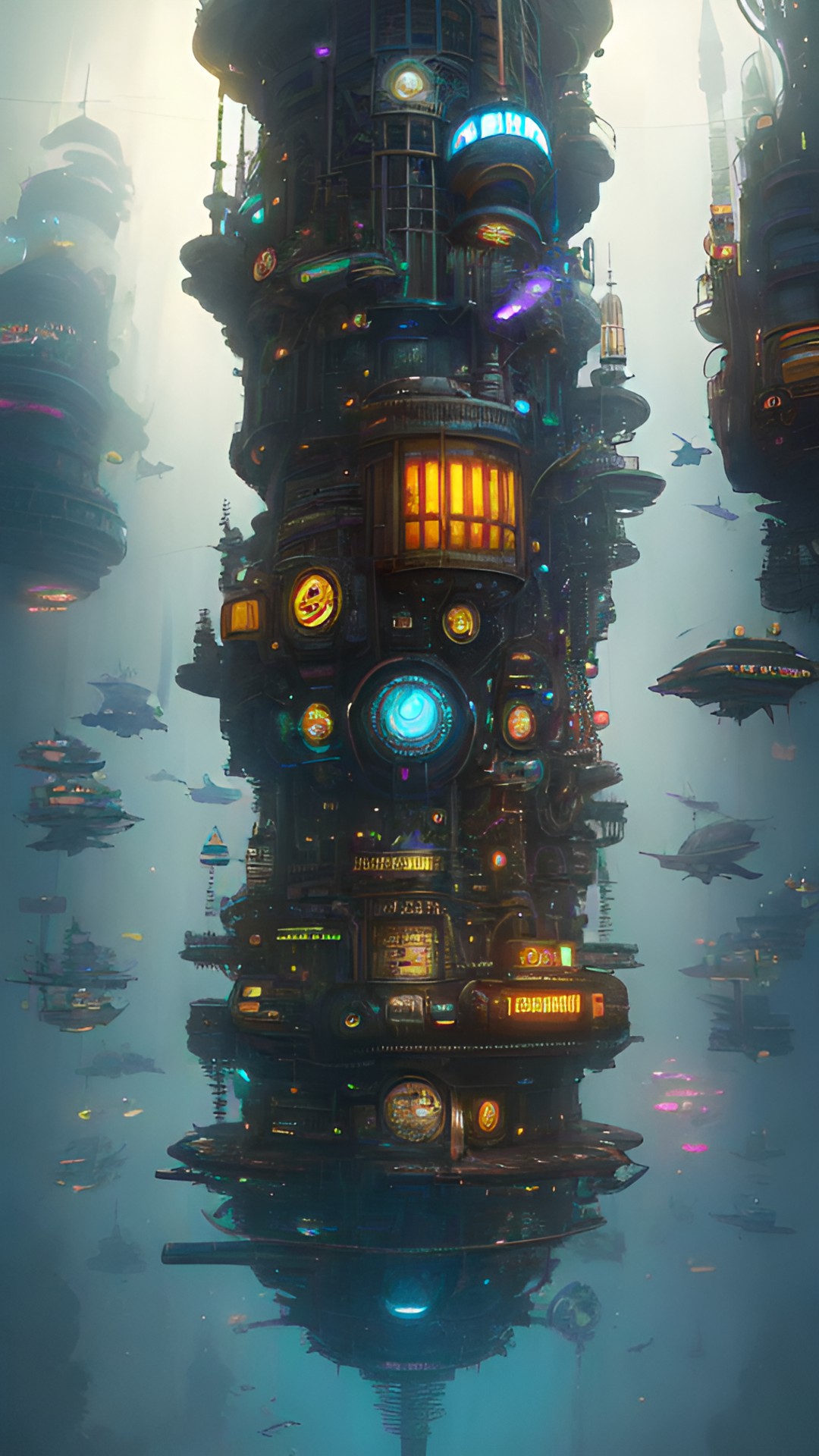 futuristic city with blade runner style underwater preview