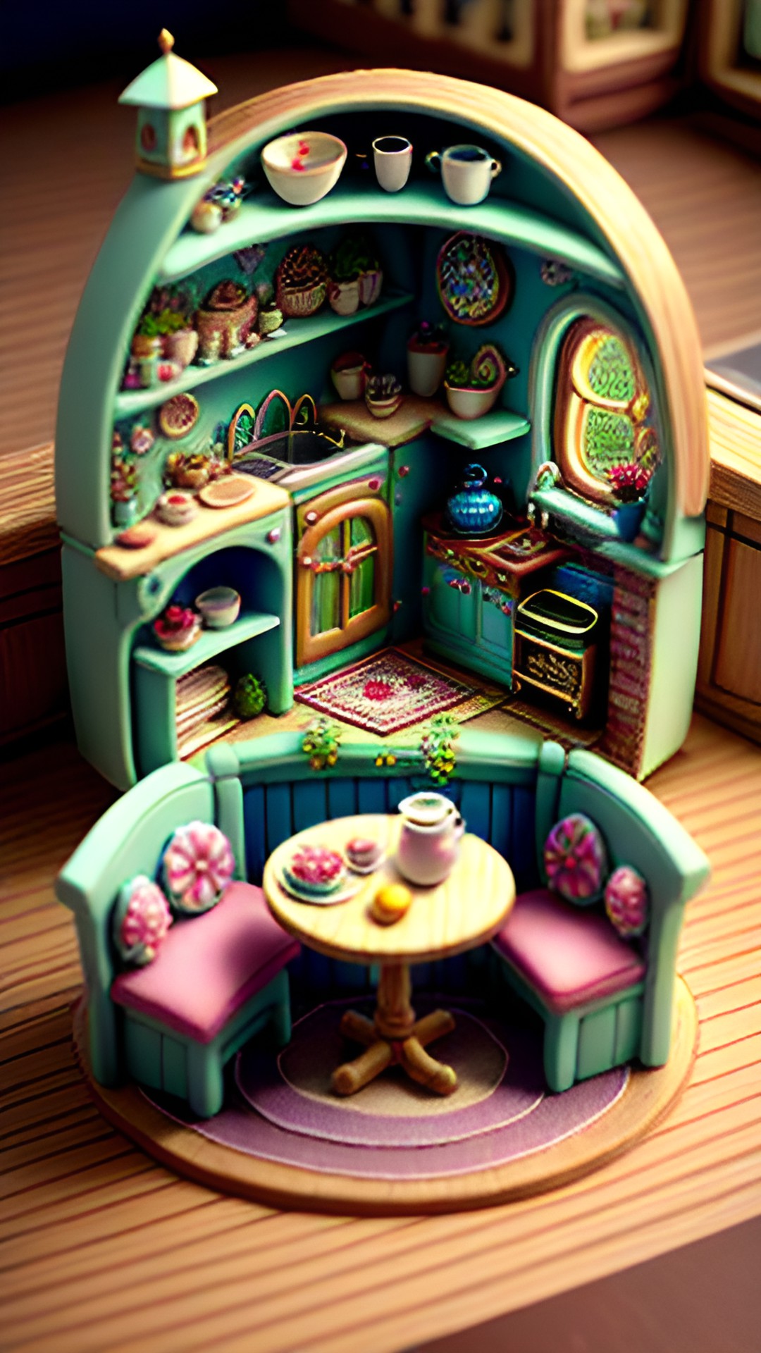 miniature kitchen and living room for fairies preview