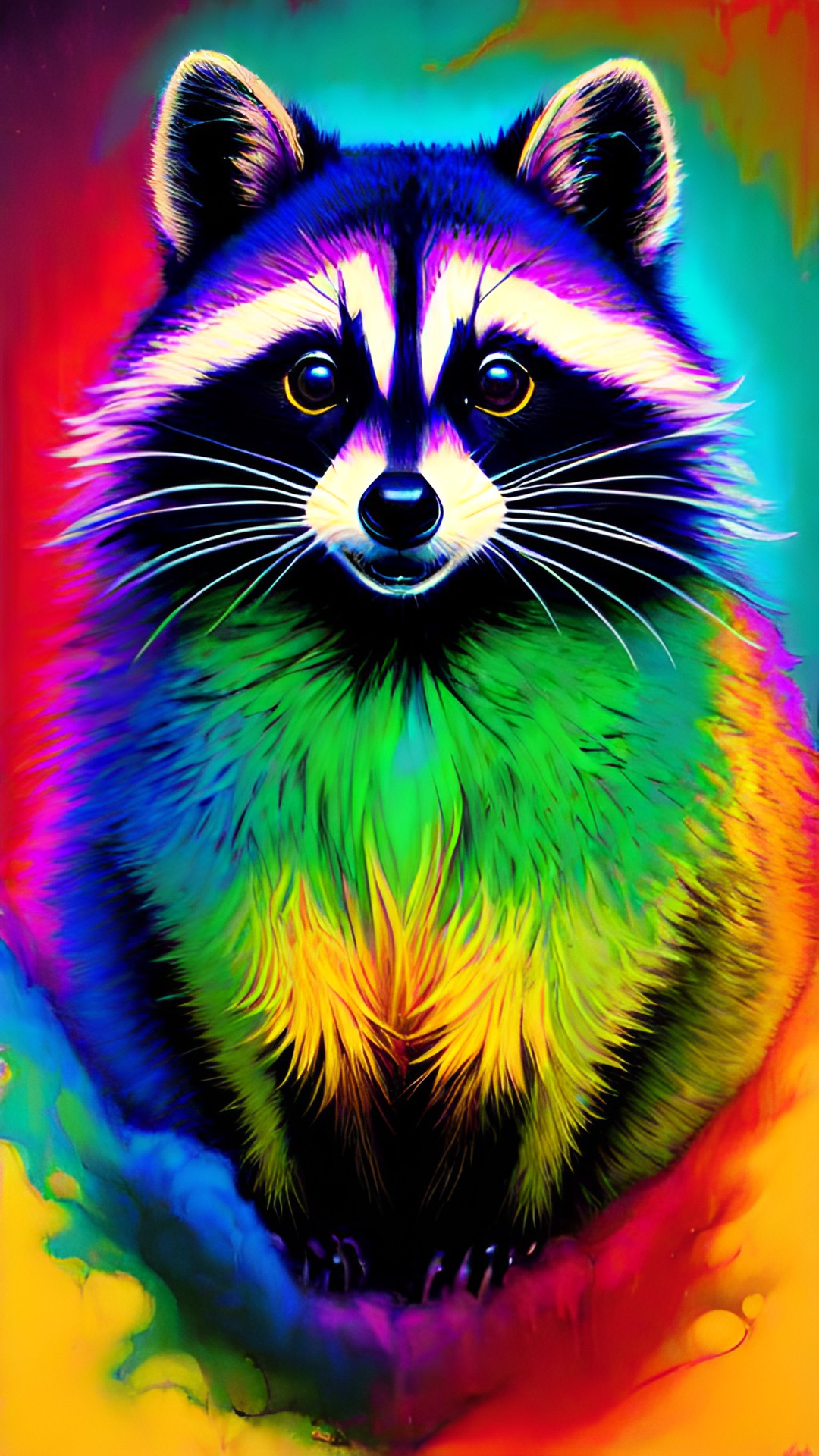 Cute Raccoon - raccoon, lisa frank style, neon, colorful preview