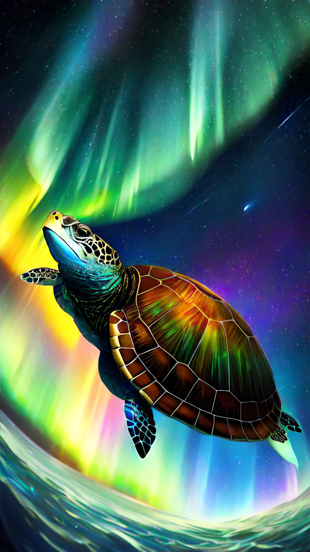 Turtle Medicine - turtle, bioluminescence, northern lights, stars, ocean, colorful, fun preview