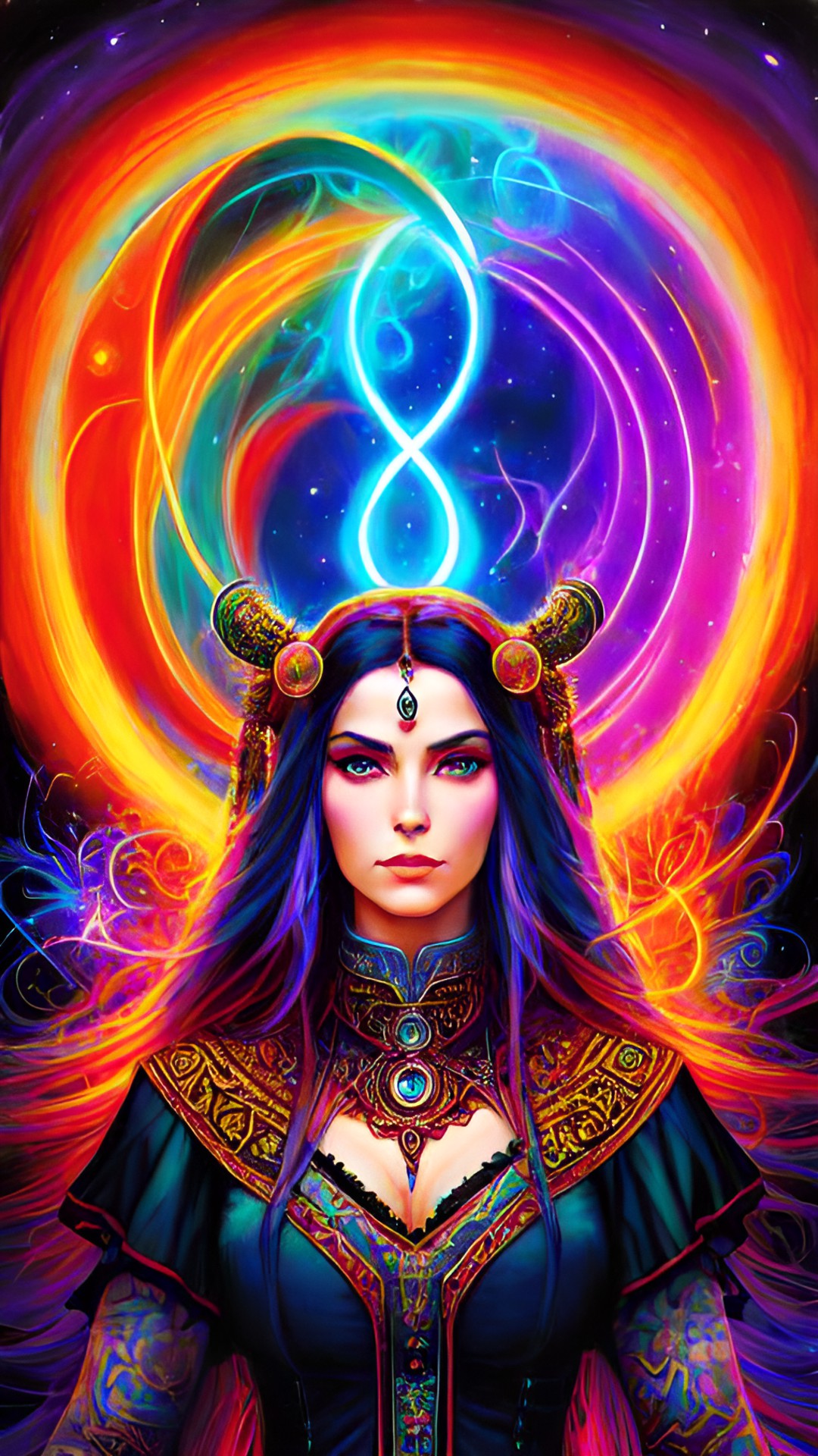 Saga Sorcerer - pagan woman, norse, saga, volga, witch, sorcerer, shaman, neon, lisa frank preview