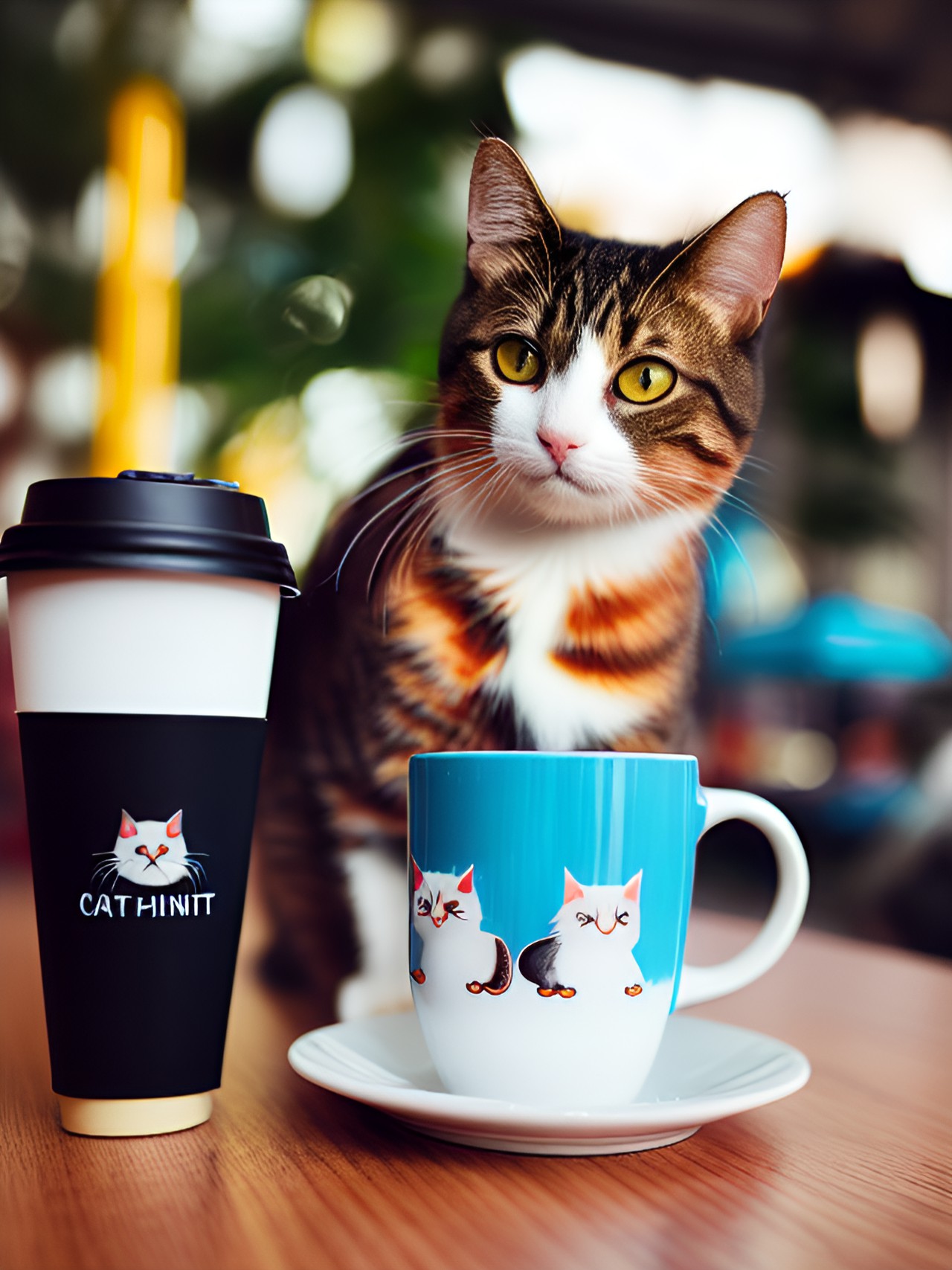 cat drinking coffee preview