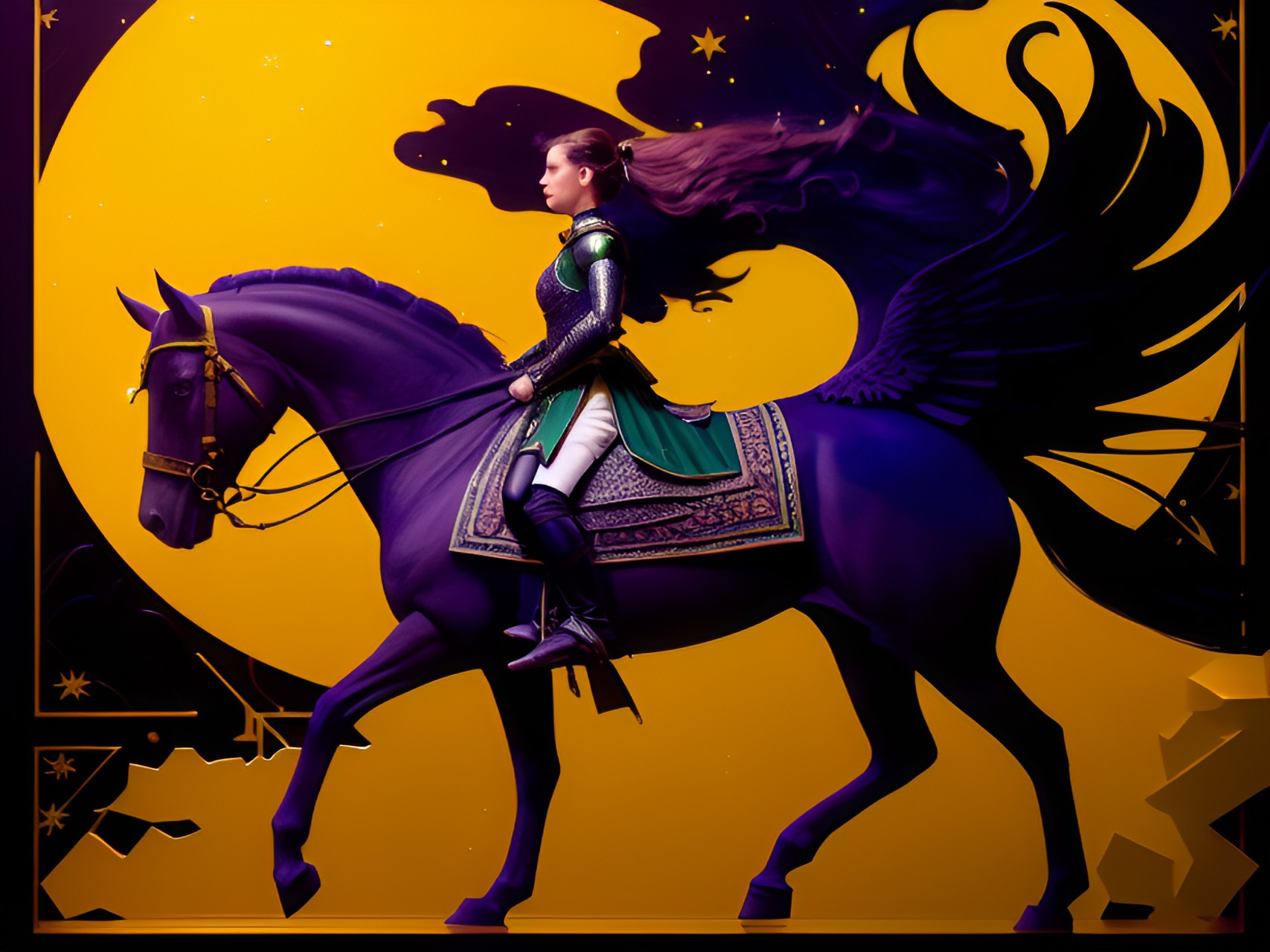 more purple horse - stars, dark horse, emerald green, joan of arc, klimt preview