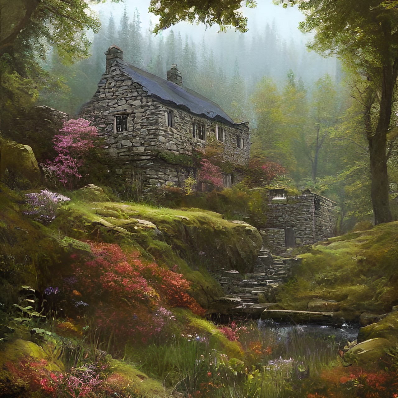 stone cottage deep in the woods in the scottish highlands preview