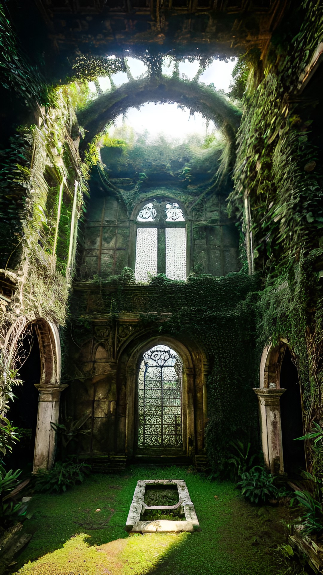 old ruins covered in plants and vines, style of game of thrones, intricate, woven ivy, hyper detailed, epic wide angle, epic lighting, luminescent sunlight, eerie, cinematic, sci-fi, architecture, preview