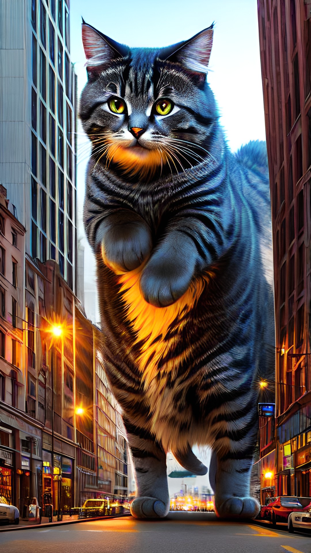 Giant Cat - giant cat terrorizing a tiny city, 16k, uhd, hdr, ultrarealistic, highly detailed preview