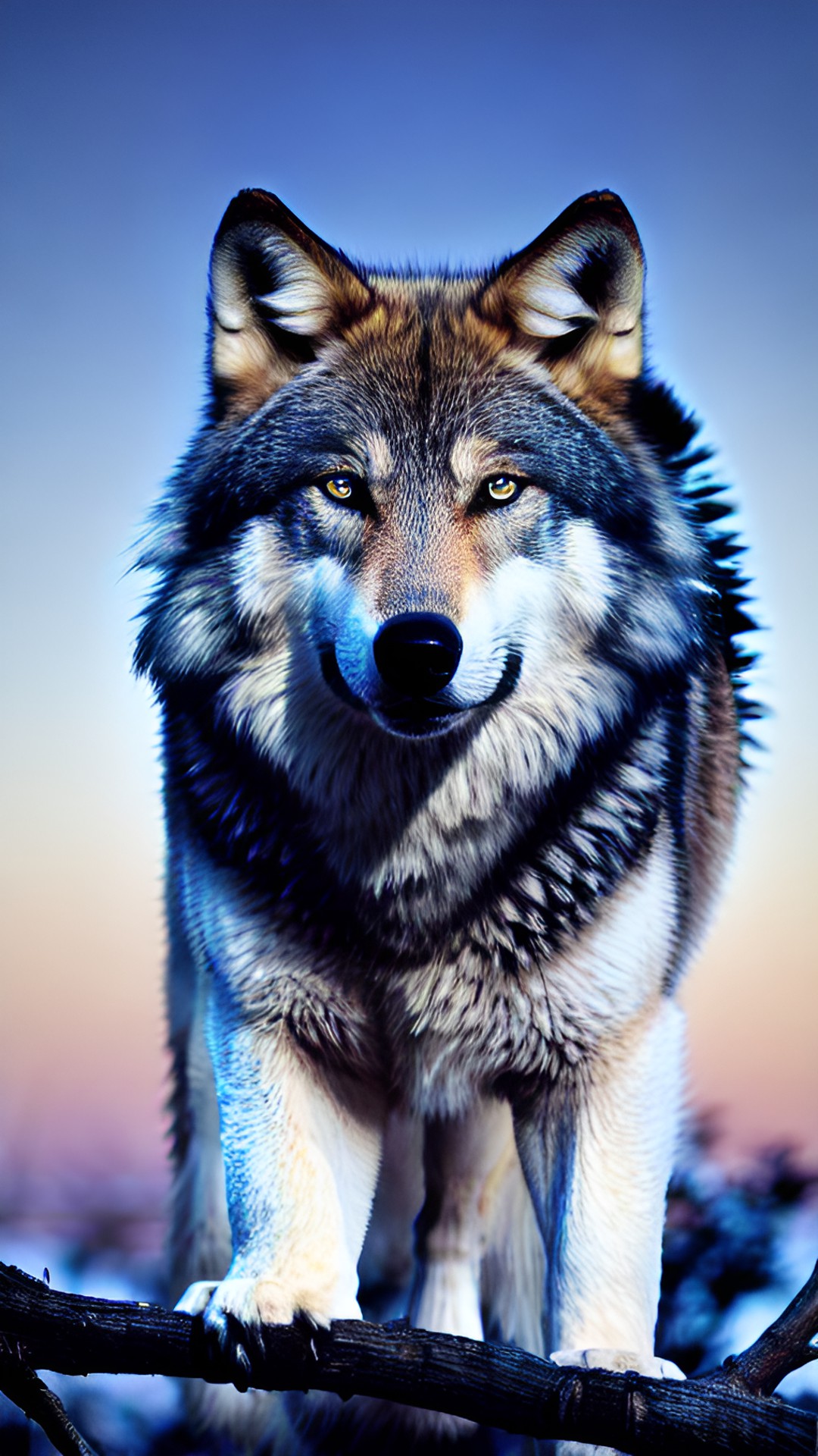 wolf blue eyes night background￼ with moon preview