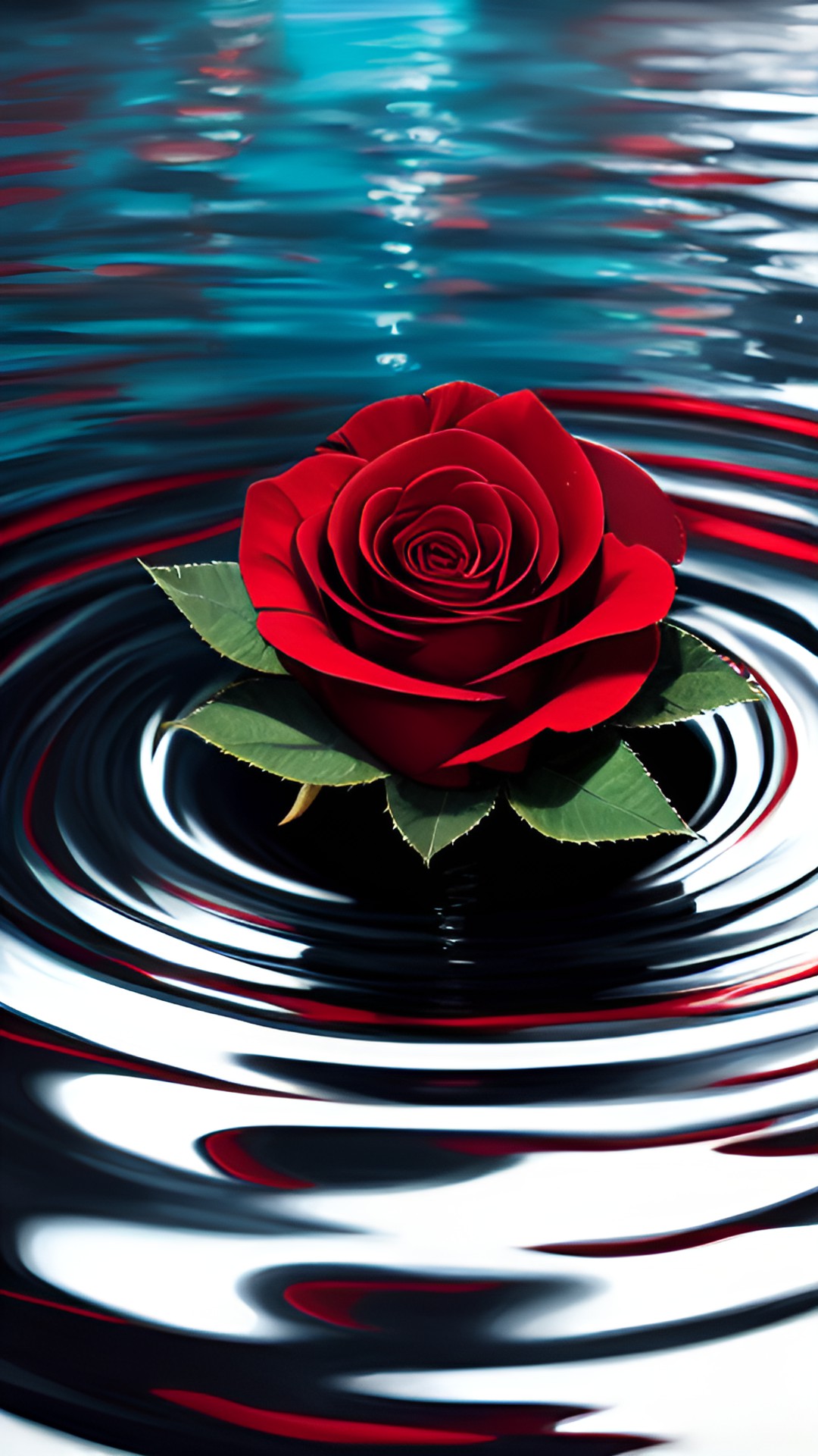 black red rose under the water at the bottom of the pool on hyper-realism, highly detailed. preview