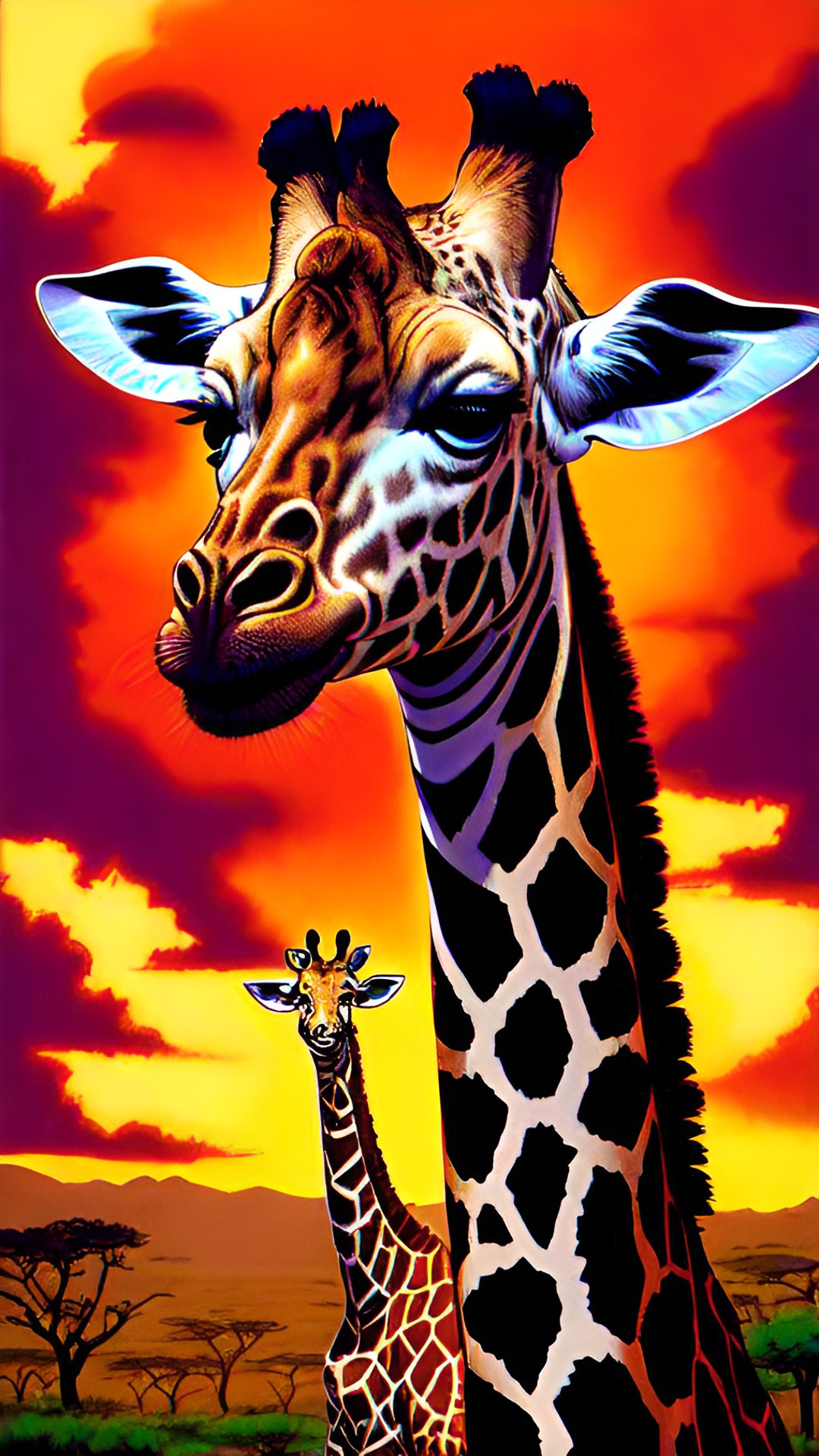 Perspective - giraffe, africa, savannah, lisa frank, neon, colors, wisdom preview