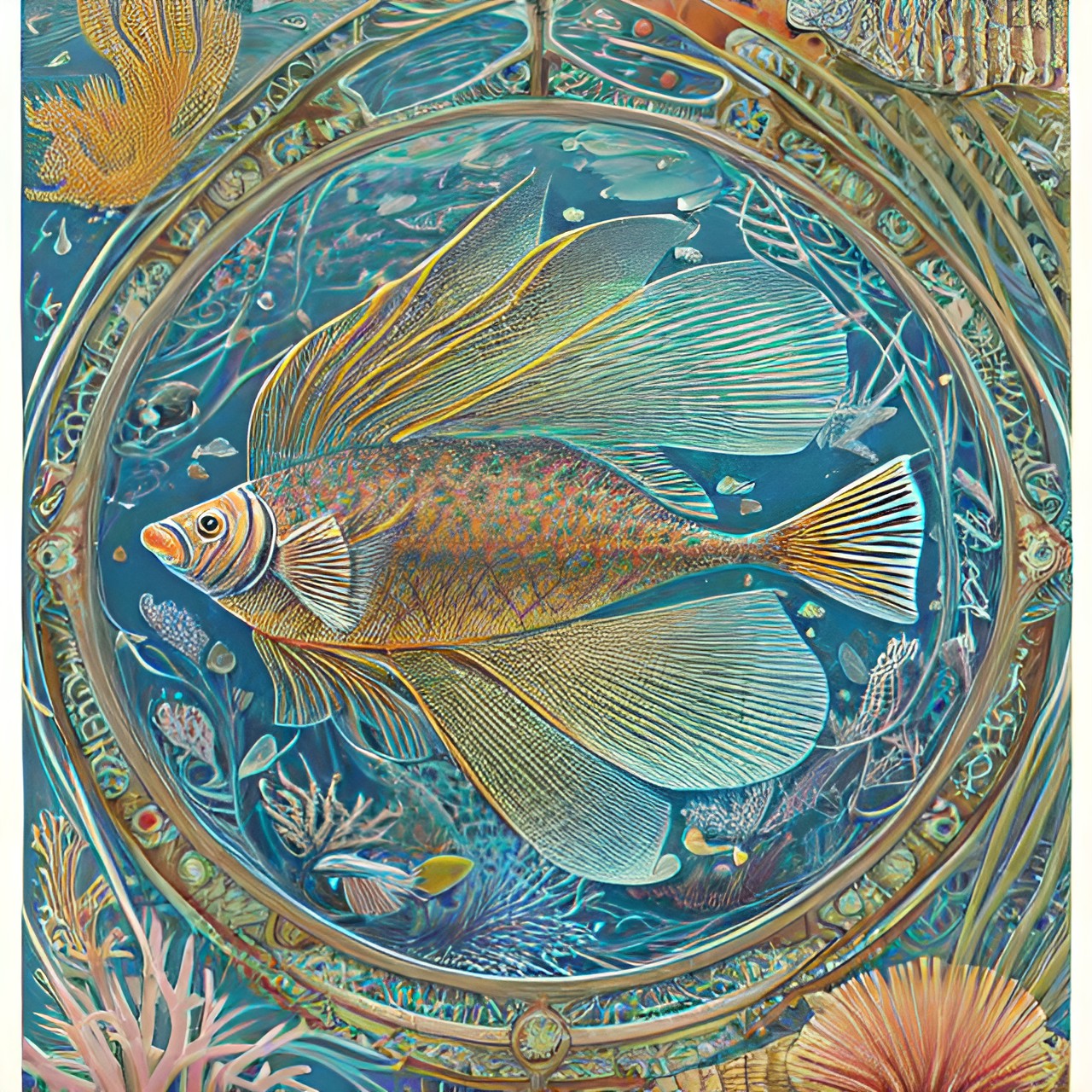 marine life fish illustration,  ernst haeckel, elaborate patterns, preview