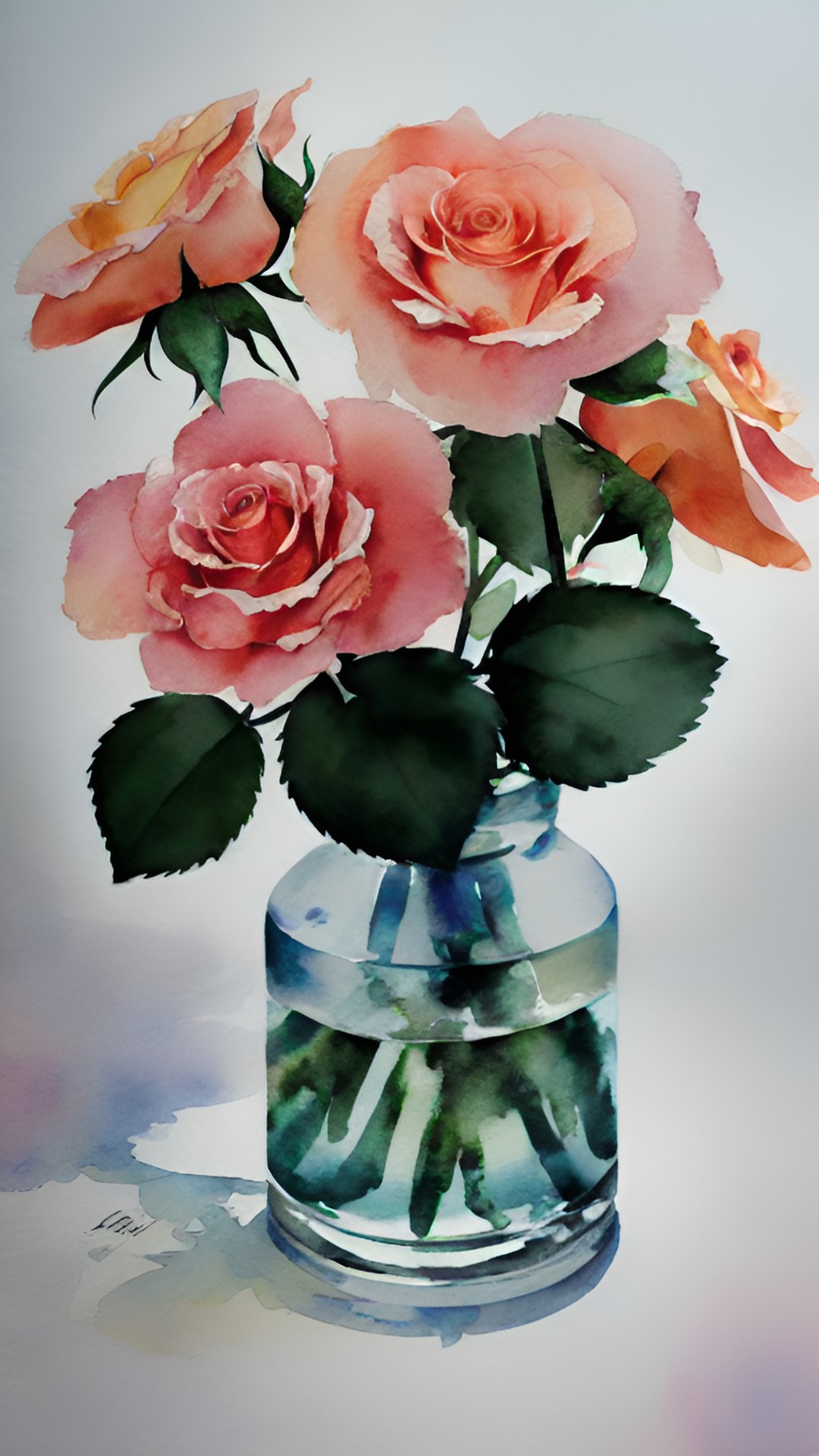 isolated watercolor rose bouquet preview