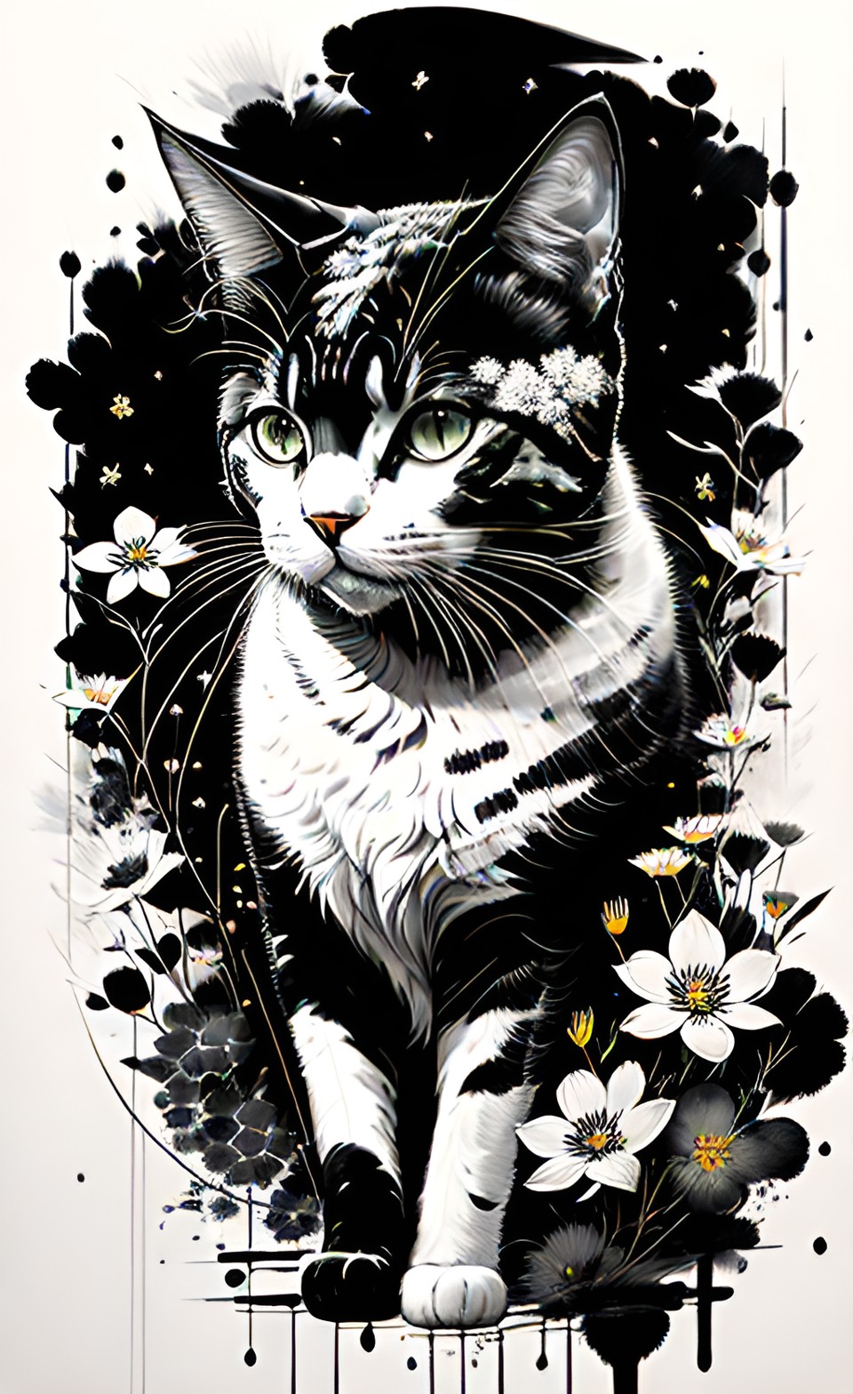 Cat - cat in flowers preview